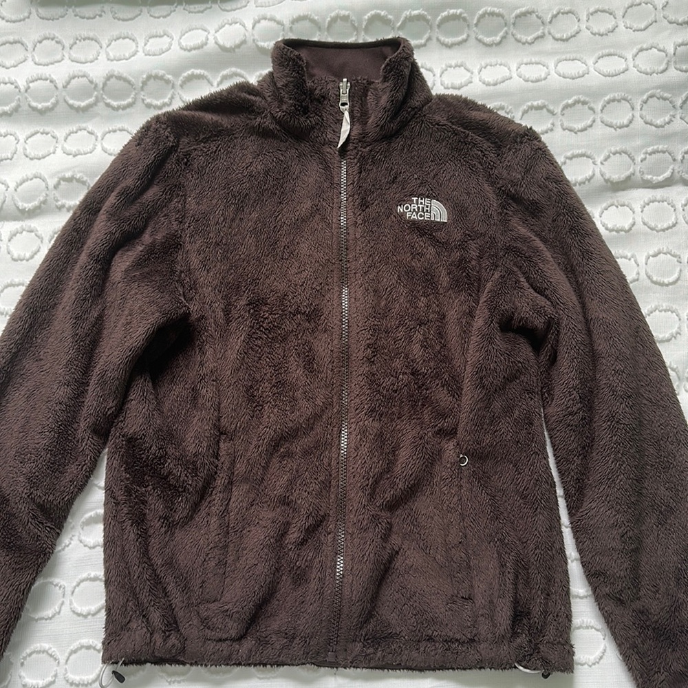 Brown north face fur jacket